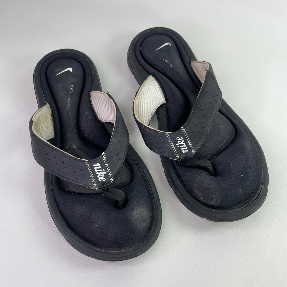 Nike Womens Comfort Thong Flip Flops Black Memory Foam Sandals 354925-011 Size 9
